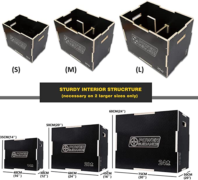 POWER GUIDANCE 3 in 1 Wood Plyo Box Jump Box